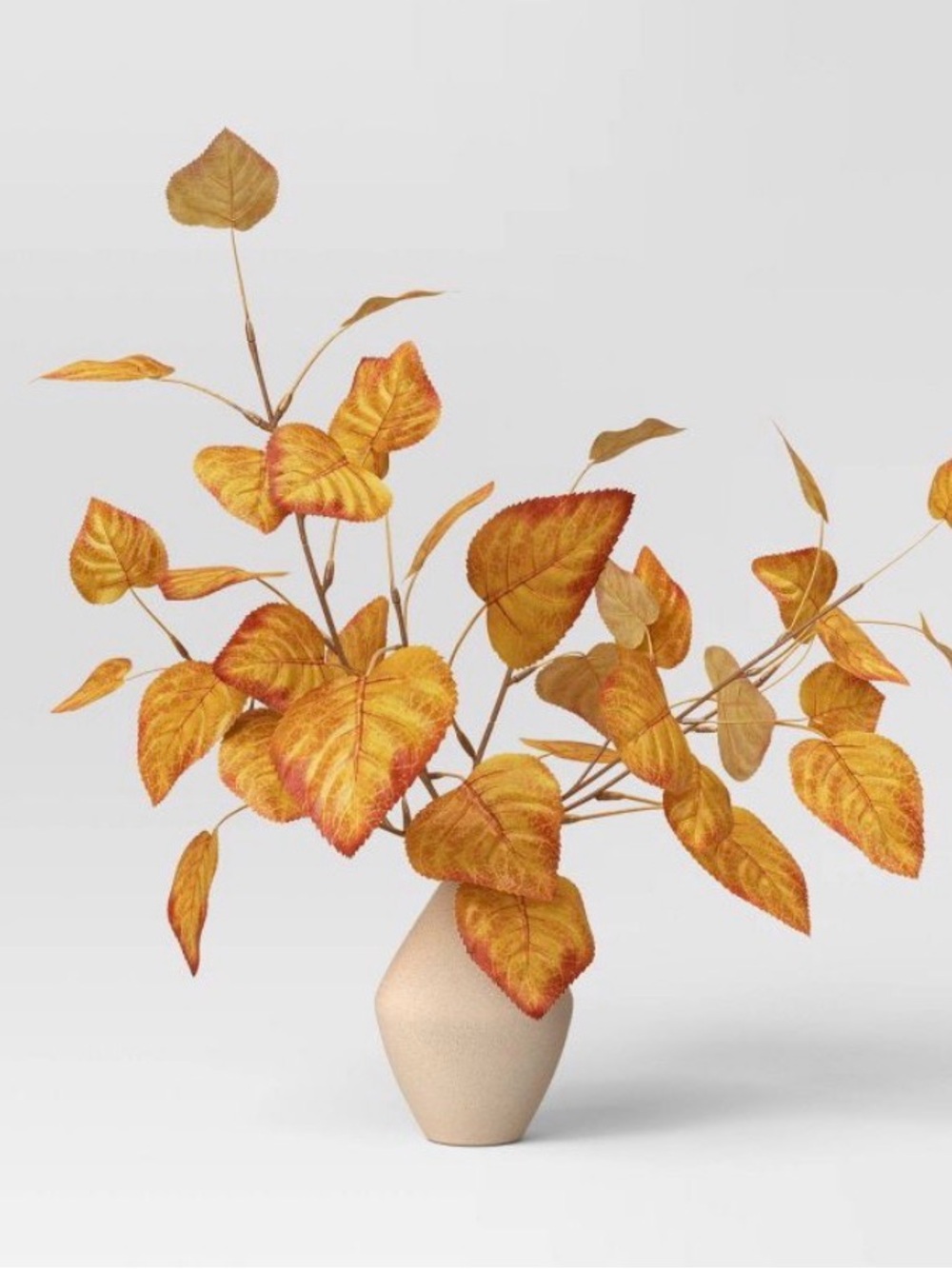 Threshold Golden Orange Autumn Leaf Stem Arrangement in Ceramic Vase 15” (H) NWT